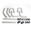 UNIVERSAL 2.5" ALUMINUM SILICONE HOSE+CLAMP SILVER INTERCOOLER PIPES KIT