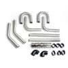 UNIVERSAL 2.5" ALUMINUM SILICONE HOSE+CLAMP SILVER INTERCOOLER PIPES KIT - Image 2