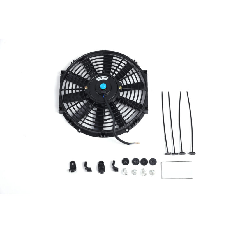 12V 80W UNIVERSAL ELECTRIC RADIATOR SLIM COOLING FAN 12" PULL PUSH ENGINE BAY BK